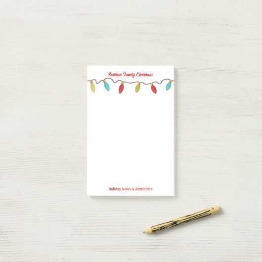 Retro Christmas String Lights Custom Post-it® Notes (Op bureau)