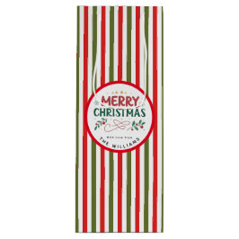 Retro Christmas Stripe Pattern Custom Christmas Wijn Cadeautas