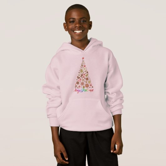 Retro Christmas Tree Basic Hooded Sweatshirt (Devant entier)