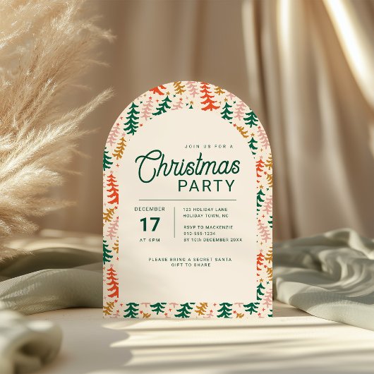 Retro Christmas Tree Party Arch Invitation