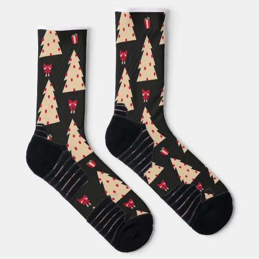 Retro Christmas Tree Pattern Seamless Repeat Sokken (Rechts)