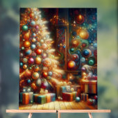 Retro Christmas Tree With Presents Underneath Wall (Neutre)