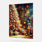 Retro Christmas Tree With Presents Underneath Wall (Angle)