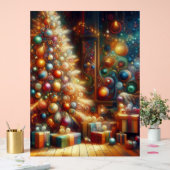 Retro Christmas Tree With Presents Underneath Wall (Mariage)