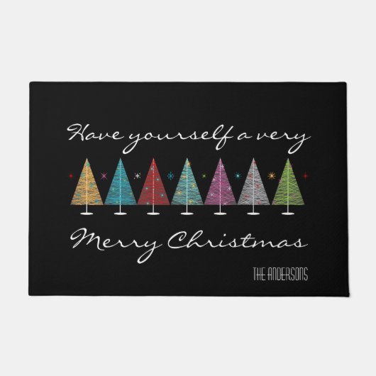 Retro Christmas Trees Deurmat (Voorkant)