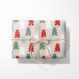 Retro Christmas Trees Wrapping Paper Cadeaupapier