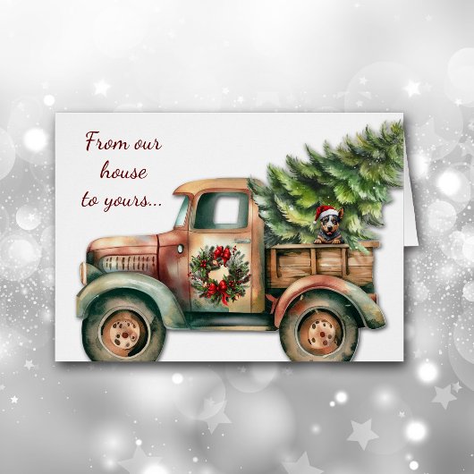 Retro Christmas Truck Australian Cattle Dog