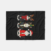 Retro Christmas Tuxedo Cat Santa Reindeer  Fleece Deken (Voorkant (Horizontaal))