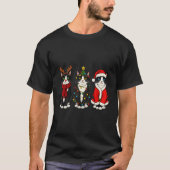 Retro Christmas Tuxedo Cat Santa Reindeer  T-shirt (Voorkant)