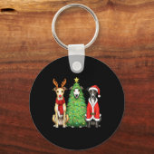 Retro Christmas Whippet Santa Reindeer Dog Lover Sleutelhanger (Voorkant)
