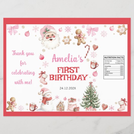 Retro Christmas Winter Birthday Chip Bag Wrapper Flyer (Voorkant)