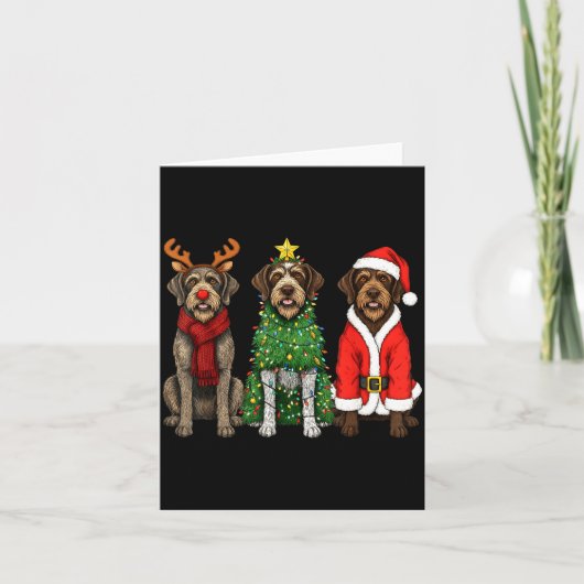 Retro Christmas Wirehaired Inting Griffon Santa Re Kaart (Voorkant)