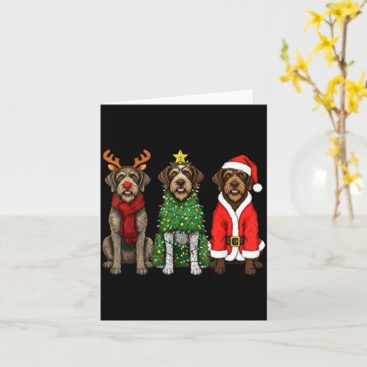 Retro Christmas Wirehaired Inting Griffon Santa Re Kaart (Gele Bloem)