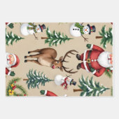 Retro Christmas Wrapping Paper Flat Sheet (Voorkant)