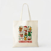 Retro Christmas Xmas Doodles Tote Bag (Voorkant)