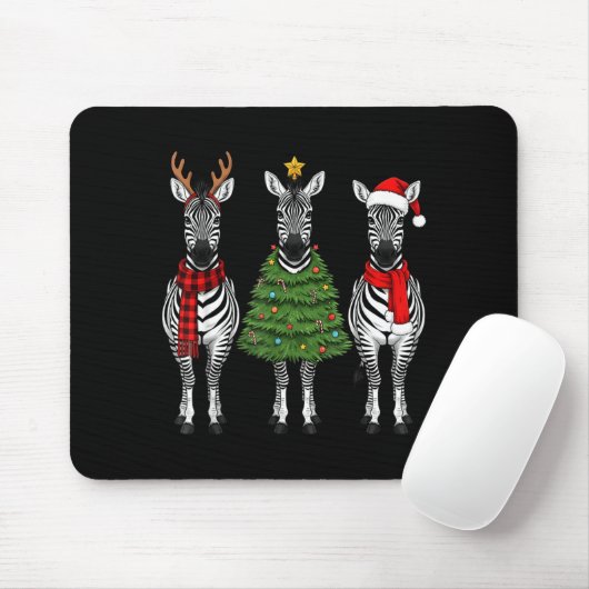 Retro Christmas Zebra Santa Reindeer Safari Animal Muismat (Met muis)