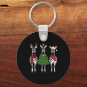 Retro Christmas Zebra Santa Reindeer Safari Animal Sleutelhanger (Voorkant)