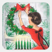 retro  Christmaslady Holiday sticker (Voorkant)