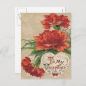 Retro Chrysanthemum Valentijn Kaart (Voorkant / Achterkant)