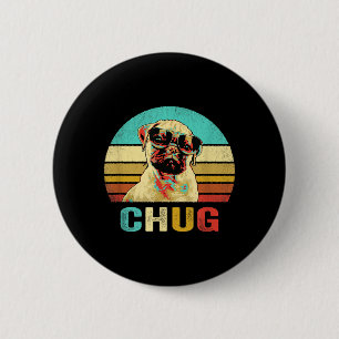 Retro Chug T-shirt Hond Zonsondergang Ronde Button 5,7 Cm