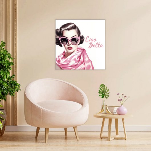 Retro Ciao Bella La Dolce Vita Canvas Afdruk