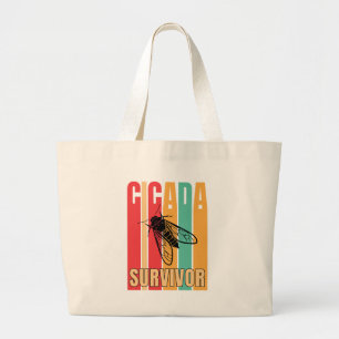 Retro CICADA OVERLEVENDE Grote Tote Bag