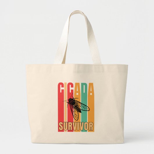 Retro CICADA OVERLEVENDE Grote Tote Bag (Voorkant)