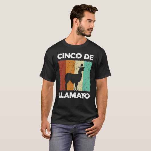 Retro Cinco De Llamayo Feesten Let's Fiesta L T-shirt (Voorkant volledig)