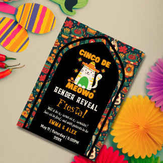 Retro Cinco De Mayo- Schattigee kat Geslacht onthu Kaart