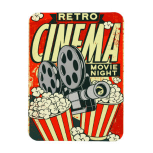 Retro *CINEMA* [Movie Night] Flexibele magneet