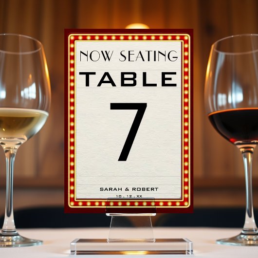 Retro Cinema Theater Marquee Teken Rood Bruiloft Kaart