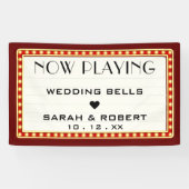 Retro Cinema Theater Marquee Teken Rood Bruiloft Spandoek (Horizontaal)