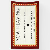 Retro Cinema Theater Marquee Teken Rood Bruiloft Spandoek (Verticaal)