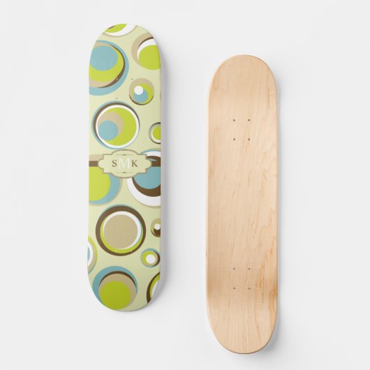 Retro Circle 1970 Motif Old School Skateboard (Recto)
