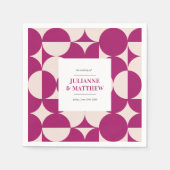 Retro Circle Scallop Mid Century Paarse bruiloft Servet (Voorkant)