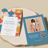 Retro Circle Scallop Mid Century QR CODE FOTO Kaart
