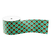 Retro Circled-Stippen, bruin en Turquoise Grosgrain Lint (Spoel)