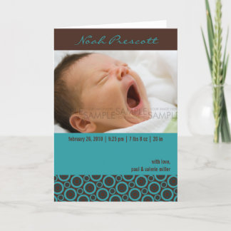 Retro Circles Blauwgroen · Baby aankondiging