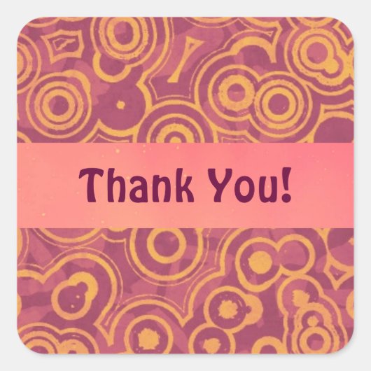 Retro Circles Grunge Pattern Dank u Vierkante Sticker (Voorkant)
