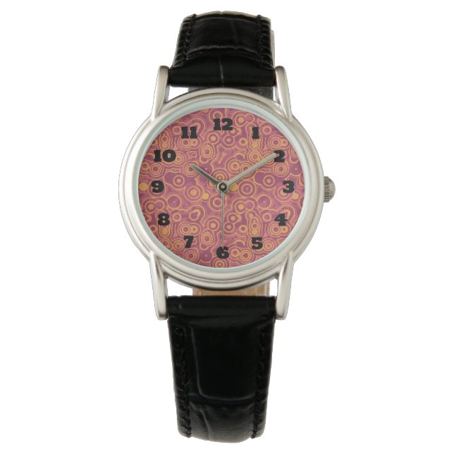 Retro Circles Grunge Pattern Horloge (Voorkant)