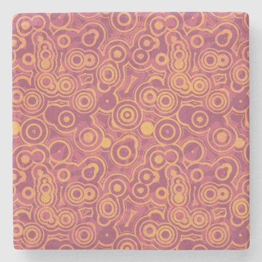 Retro Circles Grunge Pattern Stenen Onderzetter (Voorkant)