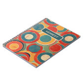 Retro Circles Patroon Rood Geel Turquoise jaren 19 Notitieboek (Linkerzijde)