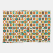 Retro Circles Pattern Oranje  Bruin Blauwgroen Theedoek (Horizontaal)