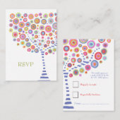 Retro Circles Tree Wedding RSVP Kaarten (Voorkant / Achterkant)