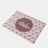 Retro Circular Earthy Tone Pink Monogrammed Deurmat (Schuin)