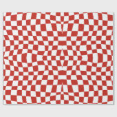 Retro Circus 70s trippy rood golvend geruit patroo Cadeaupapier (Vlak)