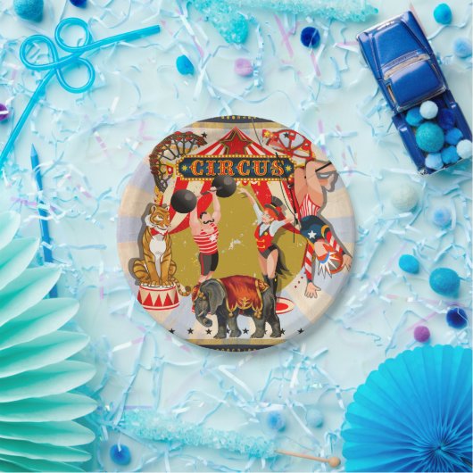  Retro Circus Birthday Party Papieren Bordje (Feest)