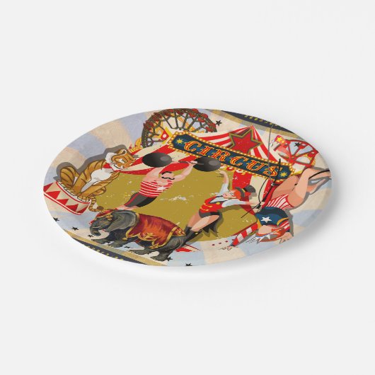  Retro Circus Birthday Party Papieren Bordje (Gekanteld)