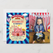  retro circus carnaval verjaardagsfoto kaart (Voorkant)