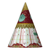 Retro Circus Carnival Hat - Teal Puff Feesthoedjes (Links)